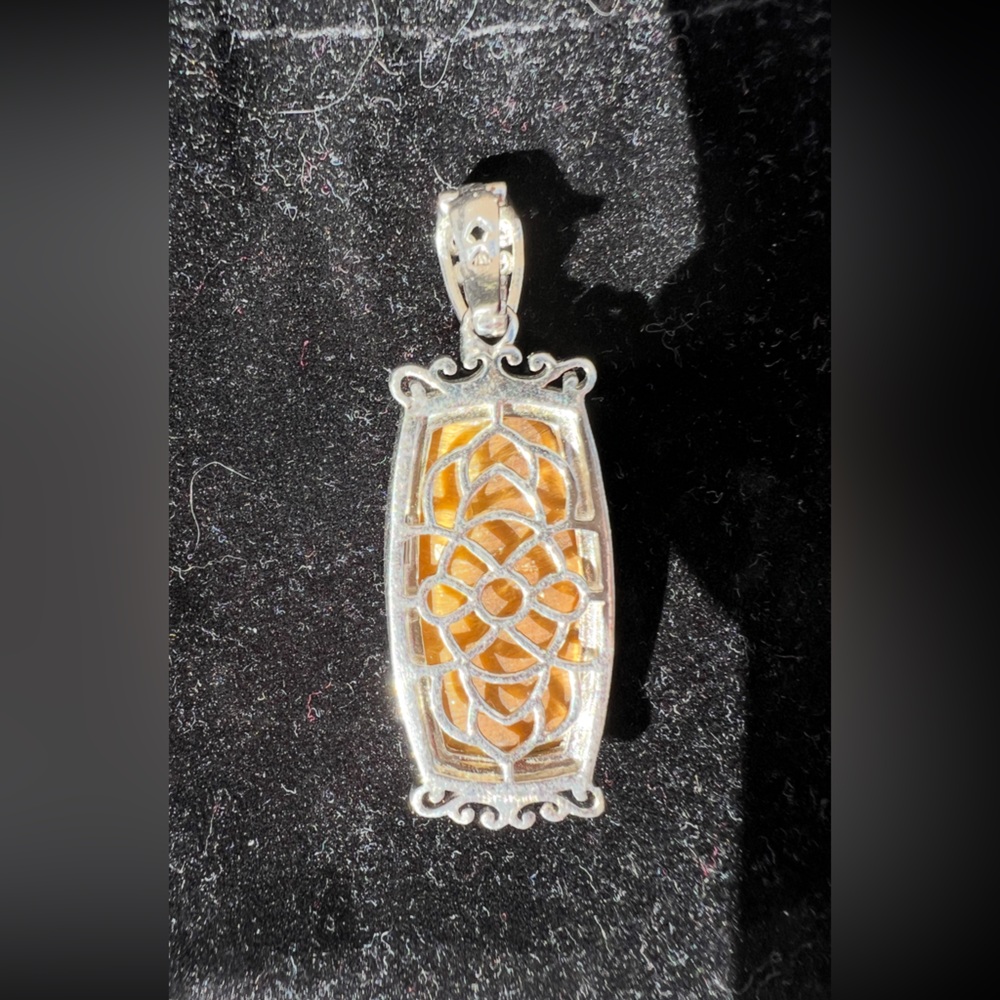 Vintage STS Karis Tiger's Eye Pendant with Ornate Silver Filagree Accents - Picture 7 of 7